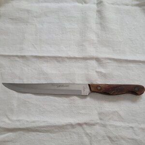 Lifetime Cutlery Brown Wood Handle Xarving Knife Stainless Blade